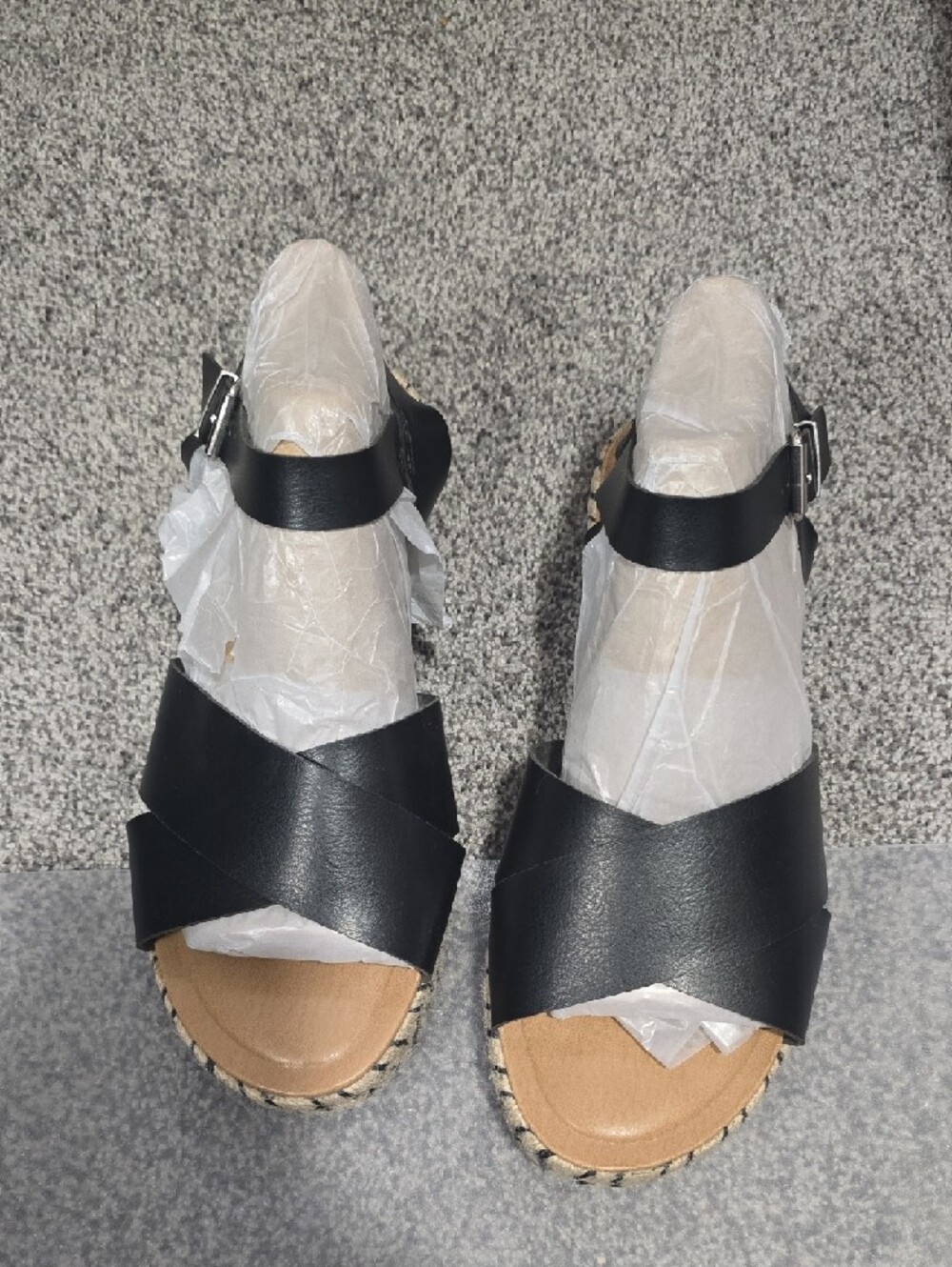 Lane Bryant Cross-Strap Espadrille Wedge Sandals in Black - Picture 3 of 3